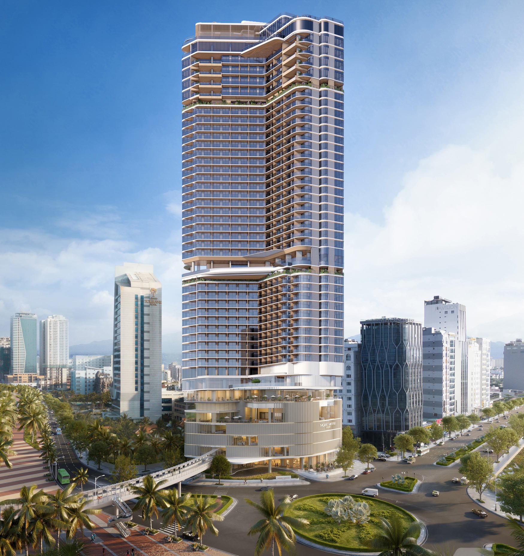 A construction site showcasing the tallest building in the world rising high above the city skyline