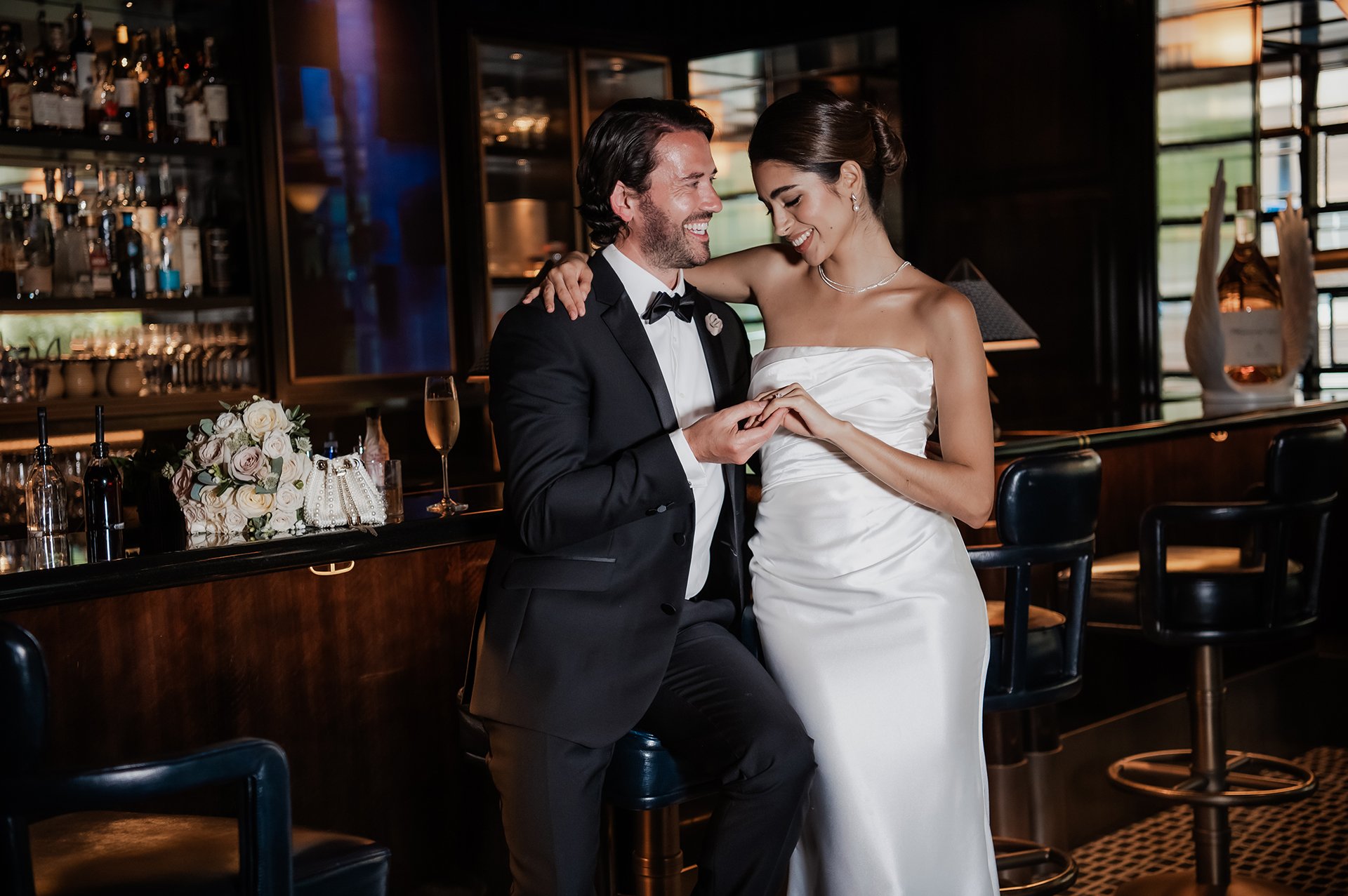 Wedding couple at the bar