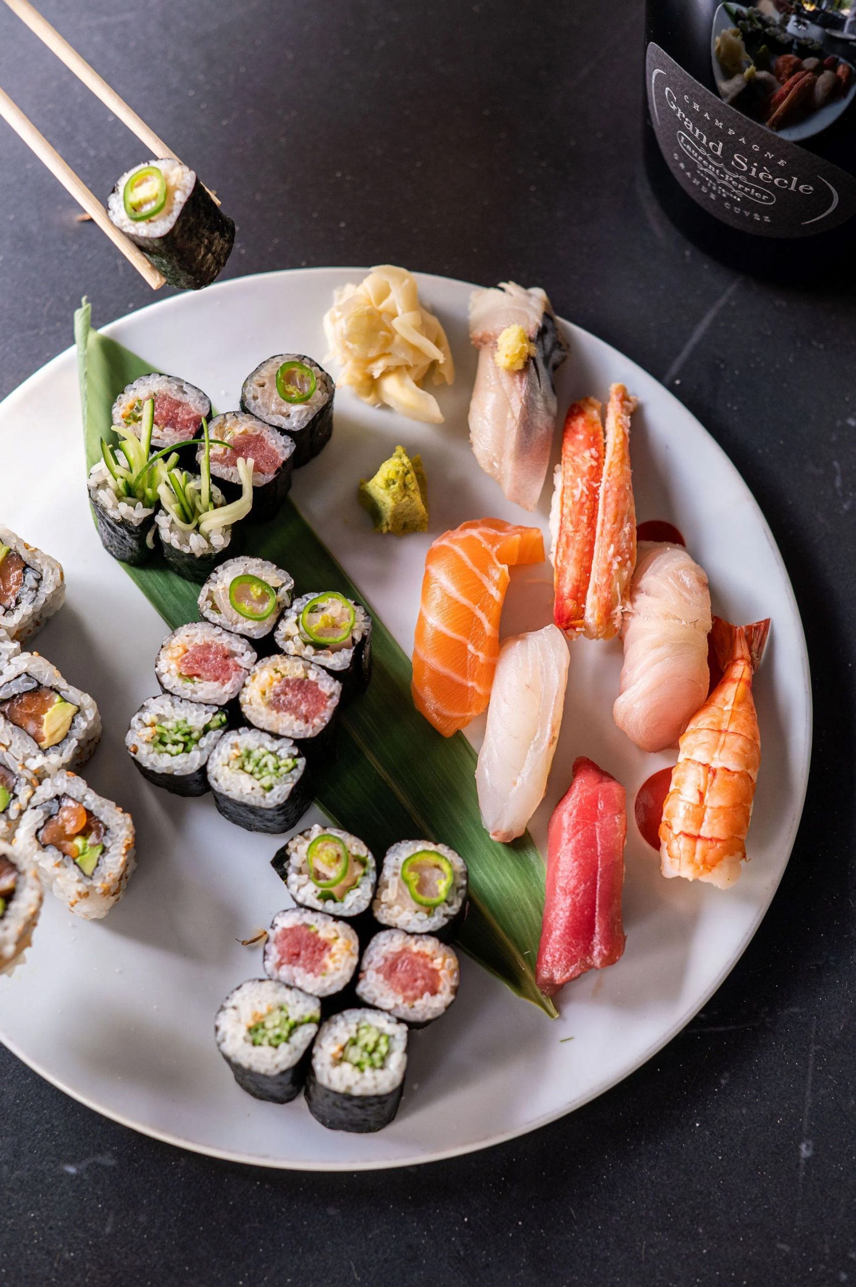 Sushi nigiri and roll plate