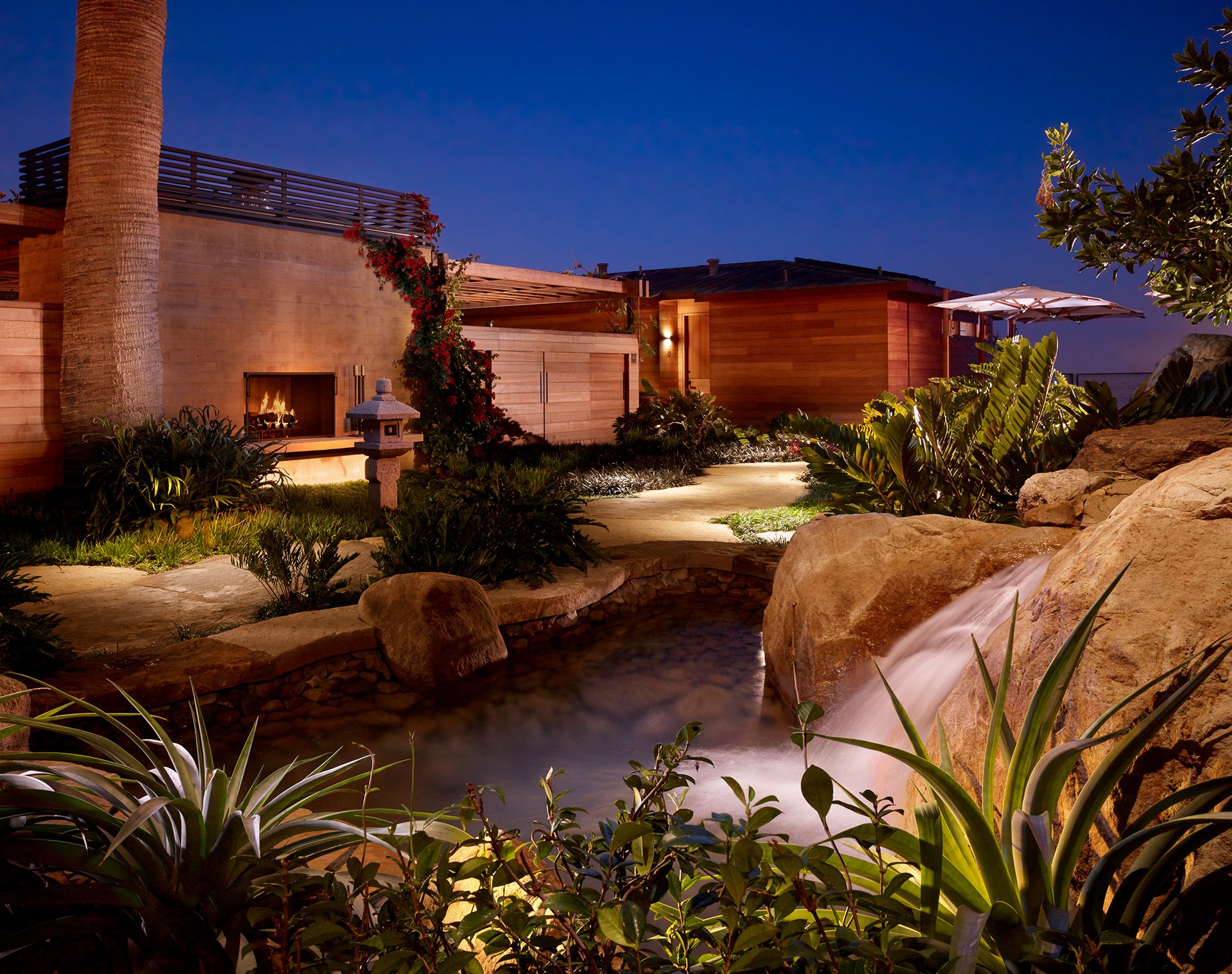 Courtyard view at night time