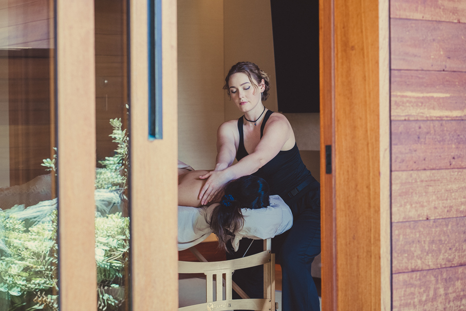 A massage therapist in a Room Spa session at Nobu Hotel Ryokan Malibu