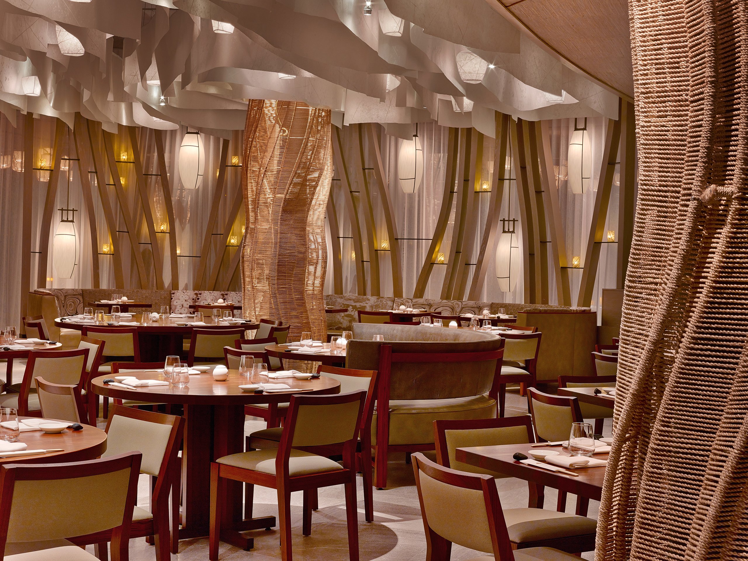 Unique interior of Nobu miami restaurant