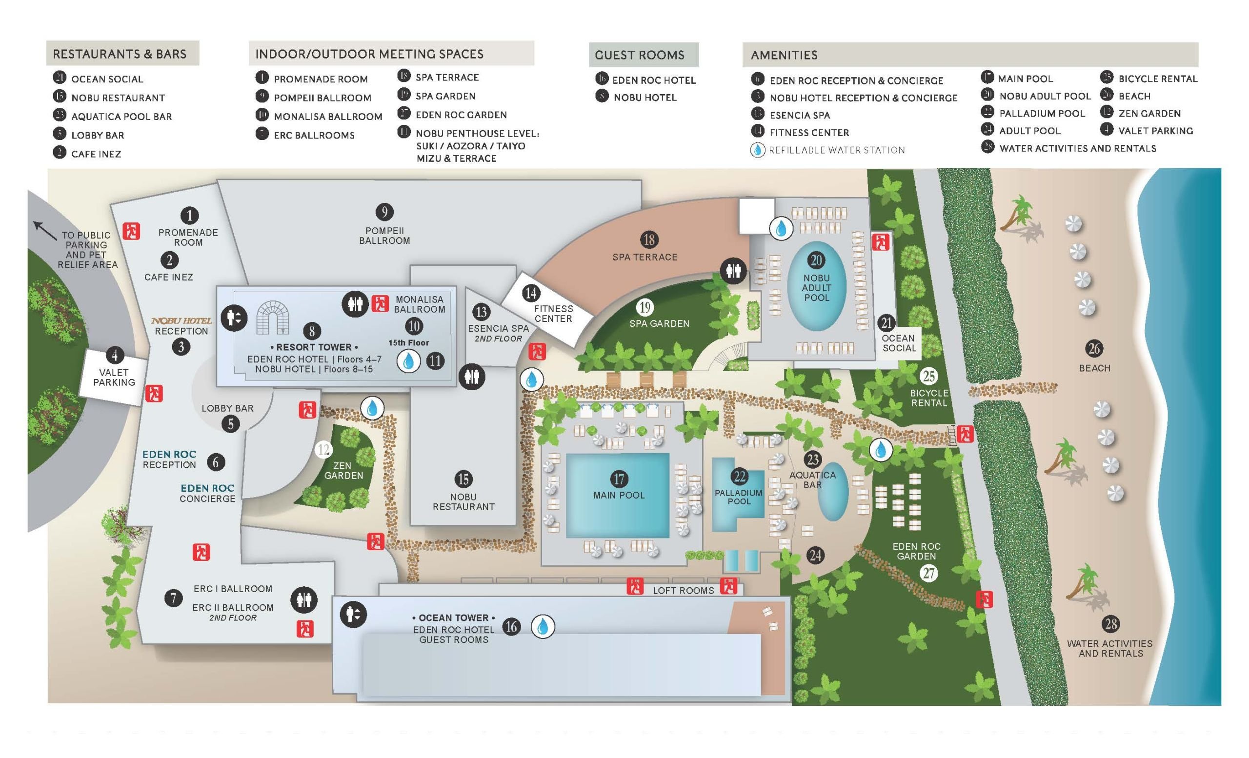 Resort Map of Nobu Hotel Miami Beach