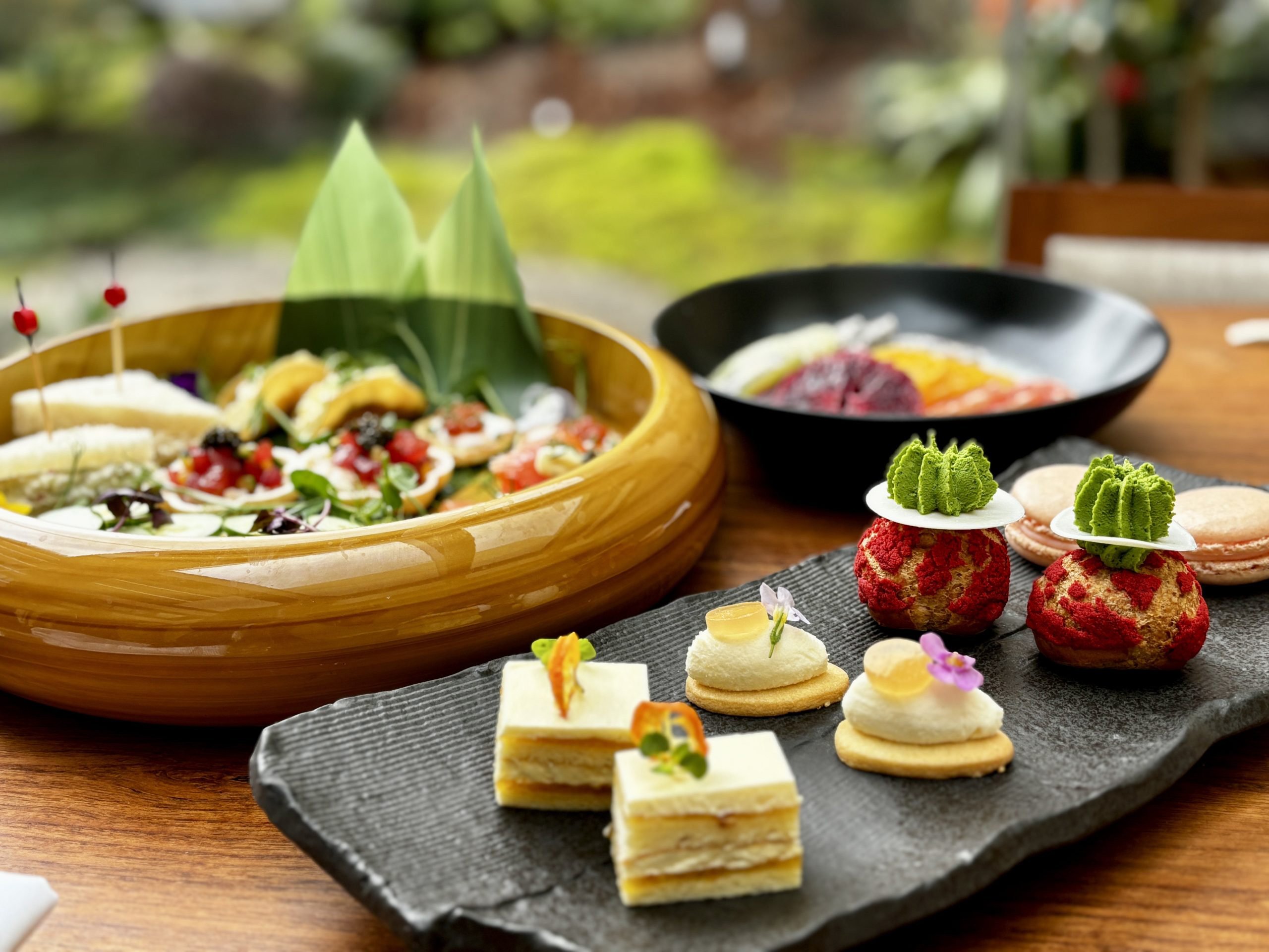 A table filled with an assortment of delicious food items ready to be enjoyed.