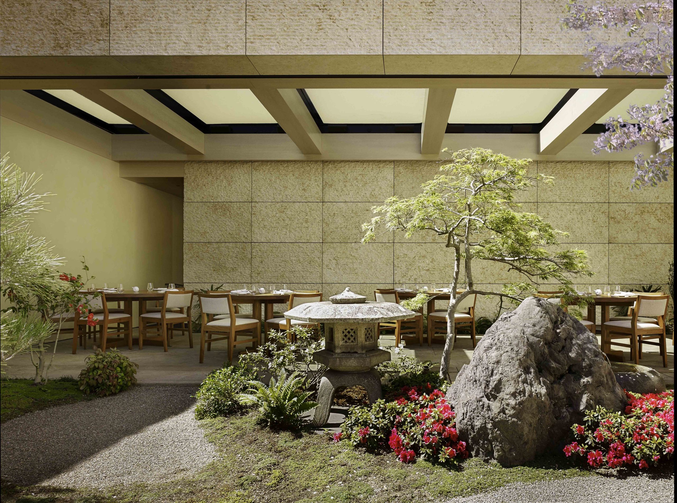 Outdoor dining area in garden